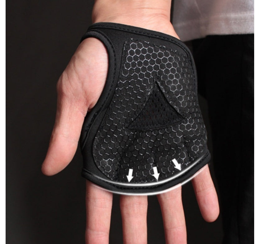Black Breathable Half Finger Gym Gloves