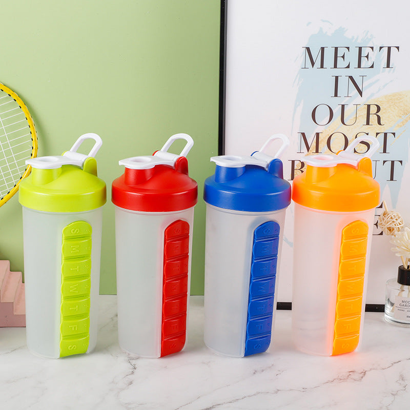 Seven-day Pill Box Water Pill Box Two-in-one Gym Sports Shake Cup